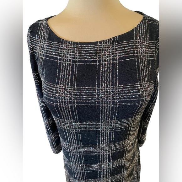 Vince Camuto Sz. 4 3/4 Sleeve Silver Glitter & Black Short Sheath Dress NWT - Picture 3 of 6